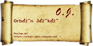 Orbán Jákó névjegykártya